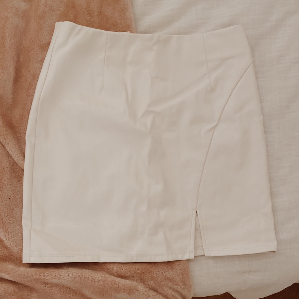 white leather skirt